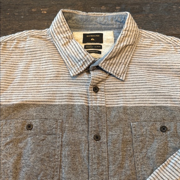 Quiksilver Modern Fit Dark Gray and Light Gray Shirt - Picture 3 of 4